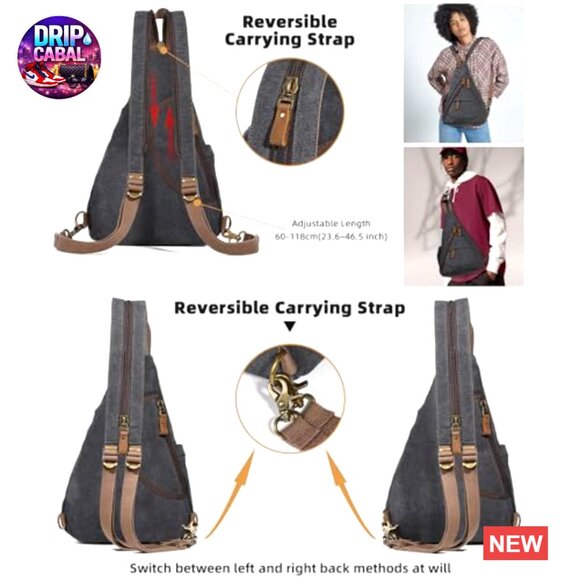 Canvas Sling Bag Crossbody Backpack Casual Daypack Water Resistant main image 6